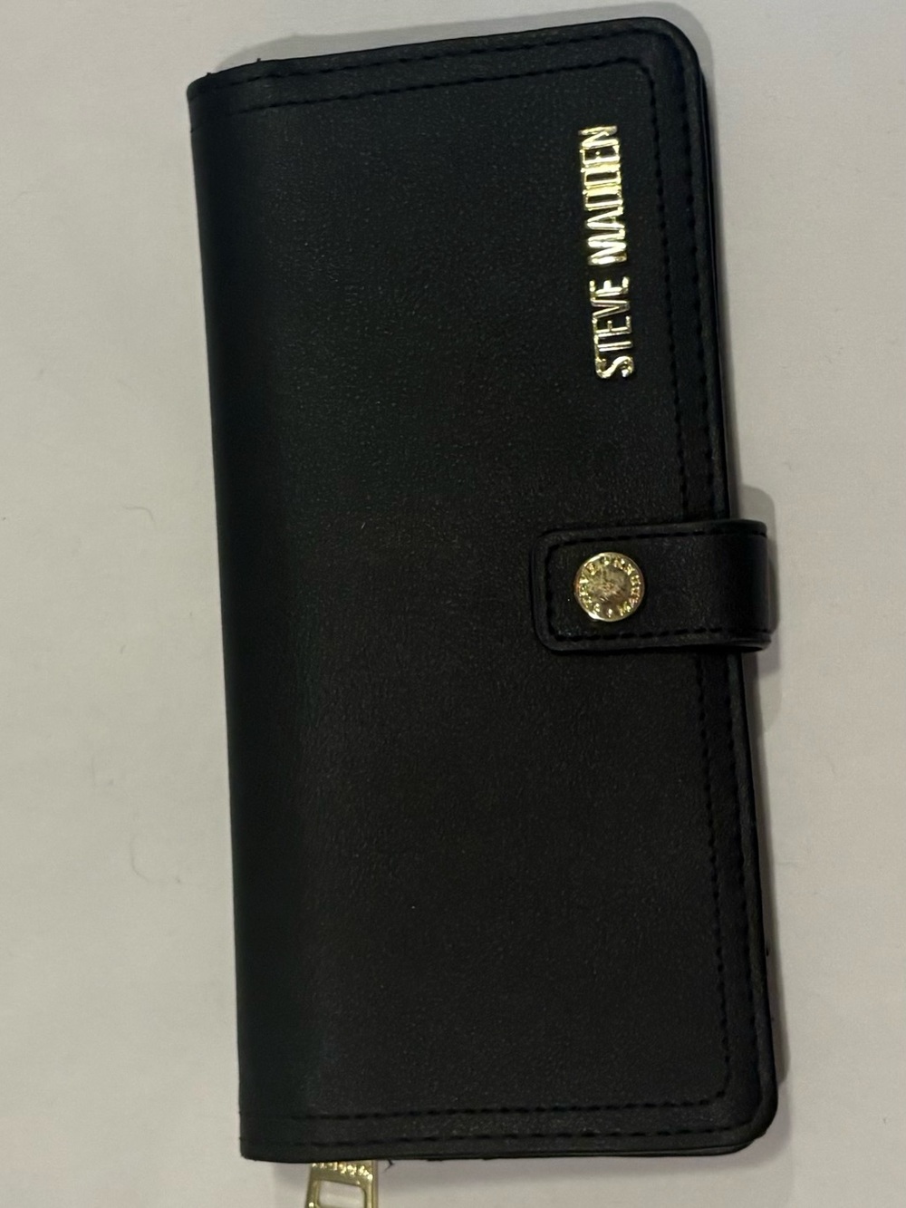 Steve Madden Black Wallet with Gold Accents